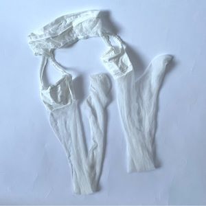 White Lace Balletcore Garter Tights